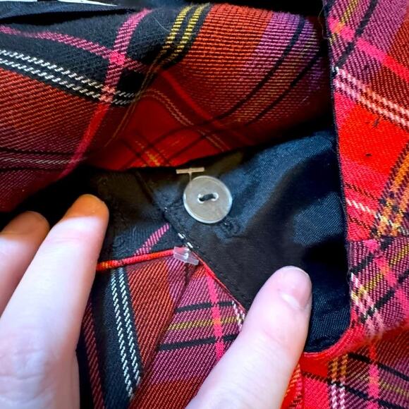 Trina Turk Red Black Plaid Tartan Fall Mini Wrap Skirt - Picture 7 of 9